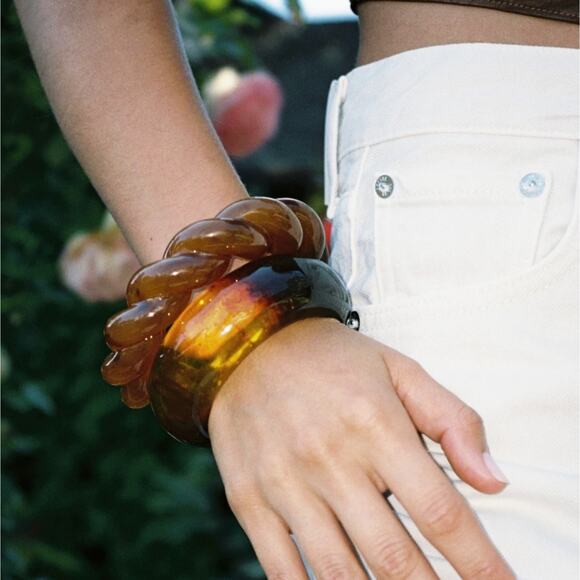 New Frasier Sterling Caramel Macchiato Braided Bangle Bracelet For Stacking - Picture 2 of 6